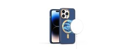 For iPhone 11 Pro MAX (XI6.5) Ultimate PU Leather [Magnetic Circle] Beautiful Hybrid - Navy Blue