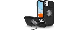 For iPhone 11 (XI6.1) Push Mount Friendly Camera Protective [Ring Stand] Hybrid Case - Black