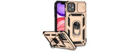 For iPhone 11 (XI6.1) Splendid Floral Designs with Metal Camera and Buttons with Butterfly Ring Stand Hybrid Case - Hot Pink  QBSPLNDXFLR-iP11-HPnk