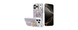 For iPhone 11 (XI6.1) Splendid Floral Designs with Metal Camera and Buttons with Butterfly Ring Stand Hybrid Case - White QBSPLNDXFLR-iP11-Whit