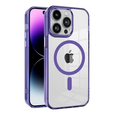 For iPhone 11 (XI6.1) 3in1 Two Tone Shockproof Transparent Hybrid Case - Clear + Purple