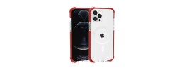 For iPhone 11 (XI6.1) Acrylic [Magnetic Circle] Tough 2.5mm Transparent ShockProof Hybrid - Red