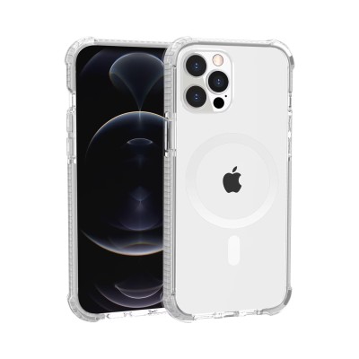 For iPhone 11 (XI6.1) Acrylic [Magnetic Circle] Tough 2.5mm Transparent ShockProof Hybrid - White