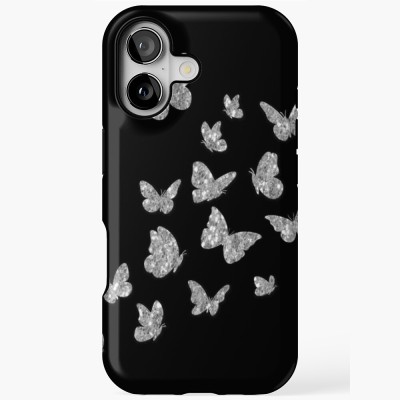 For iPhone 11 (XI6.1) Butterfly Freedom Shimmer Glitter Thick TPU Case Cover - Black