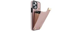 For iPhone 11 (XI6.1) Card Holder Passion Square Chromed Heart Ornaments PU Leather Case Cover - Rose Gold