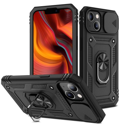 For iPhone 11 (XI6.1) Complete Magnetic Metal Ring Stand Camera Protection Hybrid - Black