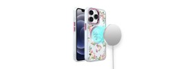 For iPhone 11 (XI6.1) Design Quotation [Magnetic Circle] Transparent Shockproof Hybrid - Floral A
