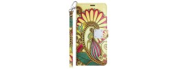 For iPhone 11 (XI6.1) Design Wallet ID Credit Card Money Holder with Magnetic Metal Closure including Lanyard - Antique Flower