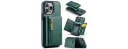 For iPhone 11 (XI6.1) Design Wallet ID Credit Card Money Holder with Magnetic Metal Closure including Lanyard - Green Floral