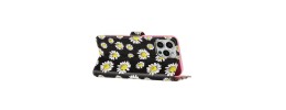 For iPhone 11 (XI6.1) Design Wallet ID Credit Card Money Holder with Magnetic Metal Closure including Lanyard - White Daisy Blossom Floral