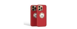 For iPhone 11 (XI6.1) Disc Chrome Circle With Chromed Tempered Glass Screen Protector PU UV Leather Case - Red