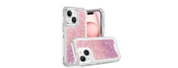 For iPhone 11 (XI6.1) Epoxy Sticker Glitter 3in1 Shockproof Transparent Hybrid Case - Pink + Light Purple