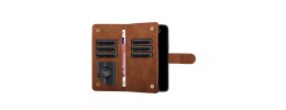 For iPhone 11 (XI6.1) Jewel Wallet Design with Stitched PU Leather ID Card Money Holder Zipper Case - Brown