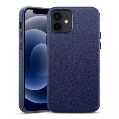 For iPhone 11 (XI6.1) METKASE Apple-Peel Stick PU Leather [Magnetic Circle] Premium Hybird Case - Dark Blue