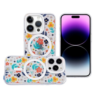 For iPhone 11 (XI6.1) METKASE Double Protection IMD Design Pattern [Magnetic Circle] Premium Case - Galaxy Floral