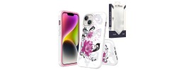 For iPhone 11 (XI6.1) METKASE Premium Exotic Design Hybrid Case in Slide-Out Package - Rose Pink Floral
