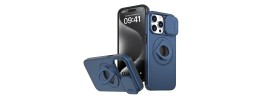 For iPhone 11 (XI6.1) METKASE Premium Magnetic Circle Ring Stand LIQUID Silicone in Slide-Out Package - Navy Blue