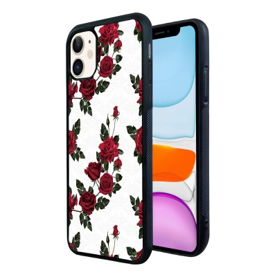 For iPhone 11 (XI6.1) METKASE Premium RANK Design Fused Hybrid in Slide-Out Package - Tropical Romantic Colorful Roses Floral