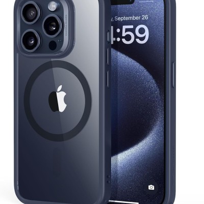 For iPhone 11 (XI6.1) [Magnetic Circle] Smooth Safe Matte Feel Hybrid Case - Navy Blue