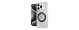 For iPhone 11 (XI6.1) Magnetic Ring Circle Bling Chrome 3in1 Hybrid Case - Clear