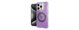 For iPhone 11 (XI6.1) Magnetic Ring Circle Bling Chrome 3in1 Hybrid Case - Purple