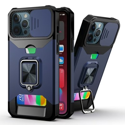 For iPhone 11 (XI6.1) Magnetic Ring Stand Classic Design FULL Camera Protection Hybrid Case - Dark Purple