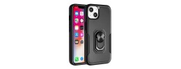 For iPhone 11 (XI6.1) Magnetic Ring Stand Simplistic Tough Hybrid Case Cover - Black