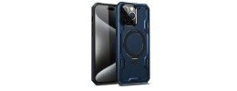 For iPhone 11 (XI6.1) Magnetic Ring Stand Simplistic Tough Hybrid Case Cover - Blue