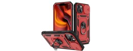 For iPhone 11 (XI6.1) Magnetic Ring Stand Simplistic Tough Hybrid Case Cover - Red