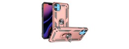 For iPhone 11 (XI6.1) Magnetic Ring Stand Simplistic Tough Hybrid Case Cover - Rose Gold