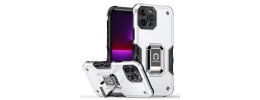 For iPhone 11 (XI6.1) Magnetic Ring Stand Simplistic Tough Hybrid Case Cover - Silver