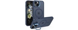 For iPhone 11 (XI6.1) Metal CD Pattern Matte Finished Hybrid with Rotational Ring [Car Mount Friendly] Case - Blue
