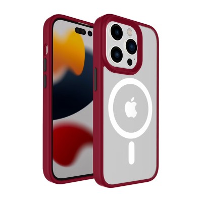 For iPhone 11 (XI6.1) PU Leather with inner [Magnetic Circle] Colored Metal Buttons - Burgundy