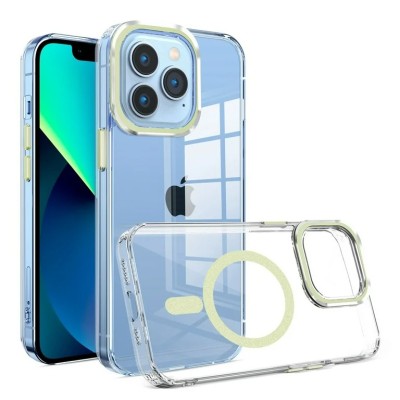 For iPhone 11 (XI6.1) Premium Matching [Magnetic Circle] & Camera Edge Color Chrome Hybrid Design - Light Green