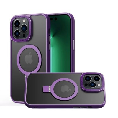 For iPhone 11 (XI6.1) Premium Matching [Magnetic Circle] & Camera Edge Color Chrome Hybrid Design - Purple