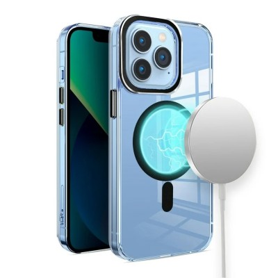 For iPhone 11 (XI6.1) SQUARE Hearts Passion [Magnetic Circle] Design Ornaments Chrome Hybrid - Teal