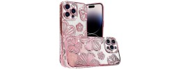 For iPhone 11 (XI6.1) Shimmer Glitter Floral Design Thick TPU Case Cover - Rose Gold