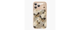 For iPhone 11 (XI6.1) Splendid Glitter Butterfly Design Stand with Metallic Edges Hybrid Case - Rose Gold