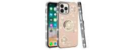 For iPhone 11 (XI6.1) Splendid Glitter with Diamonds All Around Edges Ring Stand Case Cover - Gold