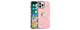 For iPhone 11 (XI6.1) Splendid Glitter with Diamonds All Around Edges Ring Stand Case Cover - Pink