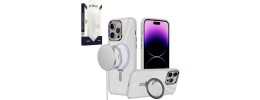 For iPhone 12/12 PRO METKASE Dazzle Magnetic Ring Stand Alloy Chrome Transparent Hybrid in Slide-Out Package - Black