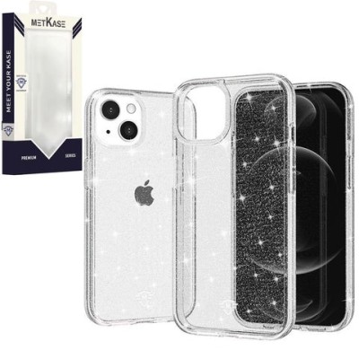 For iPhone 12/12 PRO METKASE Magnetic Glitter Ultra Thick 3mm Transparent Hybrid in Slide-Out Package - Clear