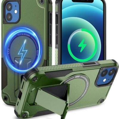For iPhone 12/12 PRO Sturdy Bracket Kickstand Magnetic Hybrid - Midnight Green