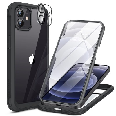 For iPhone 12/12 PRO Ultimate U Design Hybrid with Camera Window Covering - Black