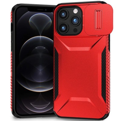 For iPhone 12/12 PRO Ultimate U Design Hybrid with Camera Window Covering - Red
