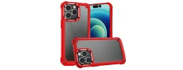 For iPhone 12 & iPhone 12 Pro Ultimate CaseX Transparent Hybrid Case with Metal Buttons And Camera Edges - Red