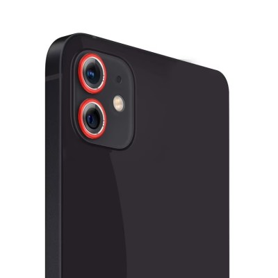 For iPhone 12 (Dual Camera Punch) 2 Camera Colored Edged Tempered Glass - Red