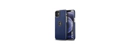 For iPhone 12 (Dual Camera Punch) Trough Thick PU Leather Design Lines Case Cover - Checkered Design Blue
