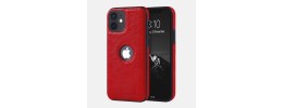 For iPhone 12 (Dual Camera Punch) Trough Thick PU Leather Design Lines Case Cover - Checkered Design Red