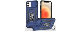 For iPhone 12 & iPhone 12 Pro Utter Tough Metal Ring Movable  Camera Window Hybrid - Navy blue